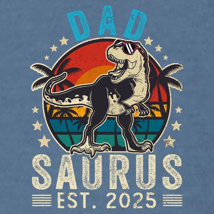 Dad To Be 2025 Dad Saurus Dinosaur Promoted To Daddy 2025 Garment-Dyed Sweatshirt