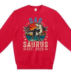 Dad To Be 2025 Dad Saurus Dinosaur Promoted To Daddy 2025 Premium Crewneck Sweatshirt