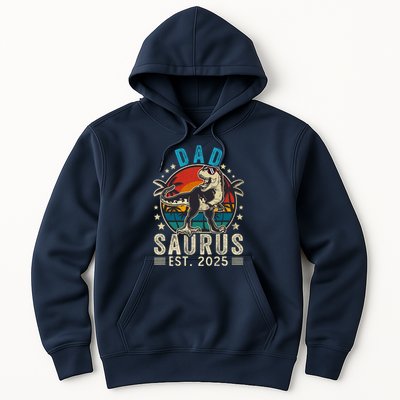 Dad To Be 2025 Dad Saurus Dinosaur Promoted To Daddy 2025 Hoodie