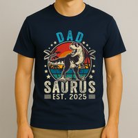 Dad To Be 2025 Dad Saurus Dinosaur Promoted To Daddy 2025 T-Shirt