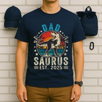 Dad To Be 2025 Dad Saurus Dinosaur Promoted To Daddy 2025 T-Shirt