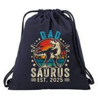 Dad To Be 2025 Dad Saurus Dinosaur Promoted To Daddy 2025 Drawstring Bag