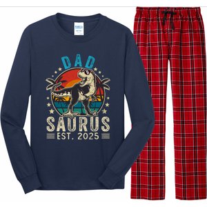 Dad To Be 2025 Dad Saurus Dinosaur Promoted To Daddy 2025 Long Sleeve Pajama Set