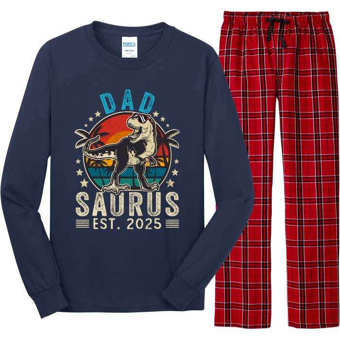 Dad To Be 2025 Dad Saurus Dinosaur Promoted To Daddy 2025 Long Sleeve Pajama Set