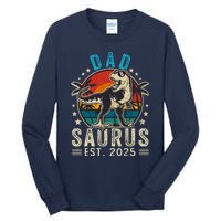 Dad To Be 2025 Dad Saurus Dinosaur Promoted To Daddy 2025 Tall Long Sleeve T-Shirt