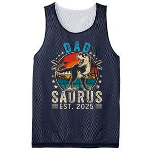 Dad To Be 2025 Dad Saurus Dinosaur Promoted To Daddy 2025 Mesh Reversible Basketball Jersey Tank