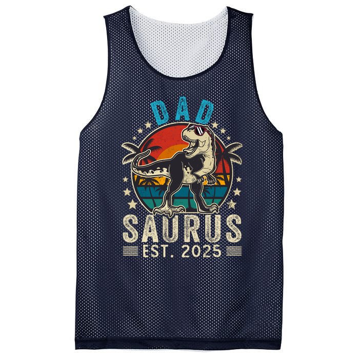 Dad To Be 2025 Dad Saurus Dinosaur Promoted To Daddy 2025 Mesh Reversible Basketball Jersey Tank