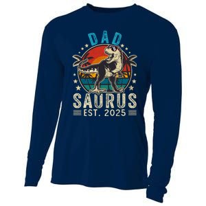 Dad To Be 2025 Dad Saurus Dinosaur Promoted To Daddy 2025 Cooling Performance Long Sleeve Crew