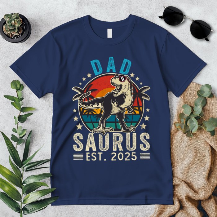 Dad To Be 2025 Dad Saurus Dinosaur Promoted To Daddy 2025 Premium T-Shirt