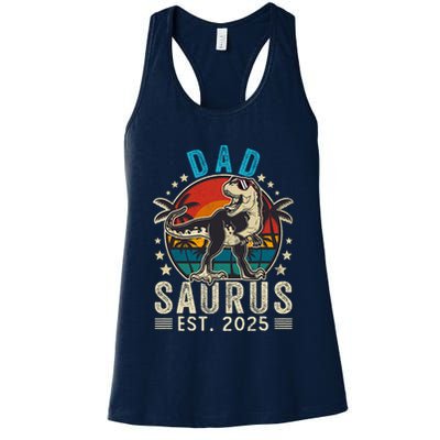 Dad To Be 2025 Dad Saurus Dinosaur Promoted To Daddy 2025 Womens Tank Top