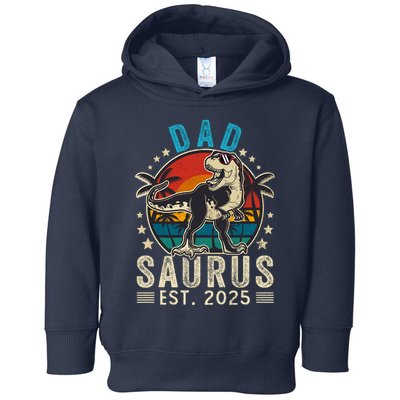 Dad To Be 2025 Dad Saurus Dinosaur Promoted To Daddy 2025 Toddler Hoodie