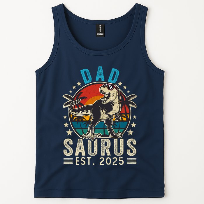 Dad To Be 2025 Dad Saurus Dinosaur Promoted To Daddy 2025 Tank Top