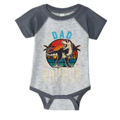 Dad To Be 2025 Dad Saurus Dinosaur Promoted To Daddy 2025 Infant Baby Jersey Bodysuit