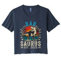 Dad To Be 2025 Dad Saurus Dinosaur Promoted To Daddy 2025 Crop Top