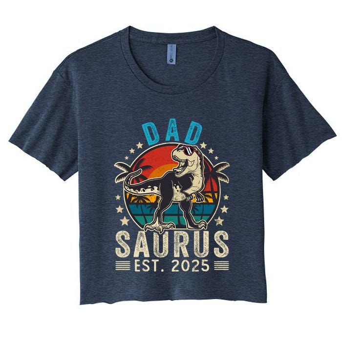 Dad To Be 2025 Dad Saurus Dinosaur Promoted To Daddy 2025 Crop Top
