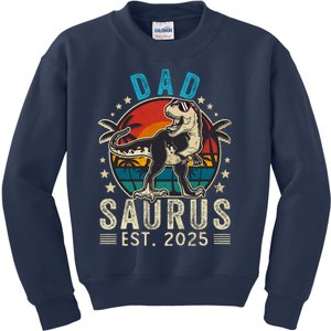 Dad To Be 2025 Dad Saurus Dinosaur Promoted To Daddy 2025 Kids Sweatshirt