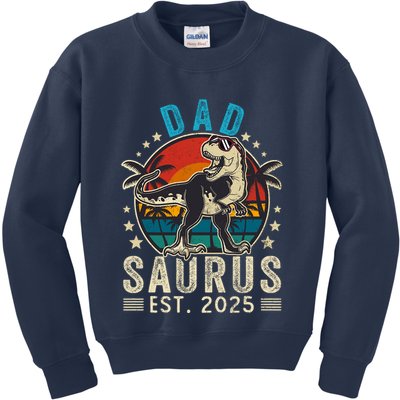 Dad To Be 2025 Dad Saurus Dinosaur Promoted To Daddy 2025 Kids Sweatshirt