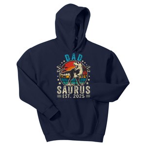 Dad To Be 2025 Dad Saurus Dinosaur Promoted To Daddy 2025 Kids Hoodie