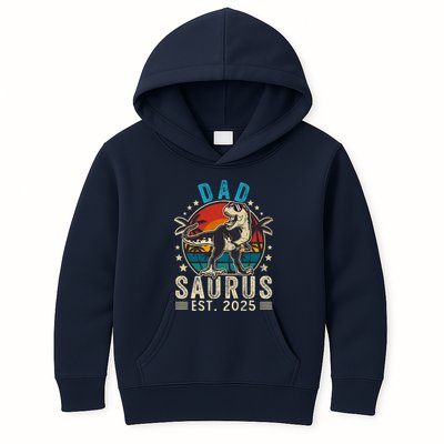 Dad To Be 2025 Dad Saurus Dinosaur Promoted To Daddy 2025 Kids Hoodie