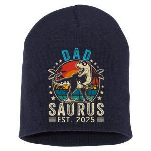 Dad To Be 2025 Dad Saurus Dinosaur Promoted To Daddy 2025 Short Acrylic Beanie