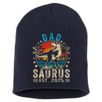 Dad To Be 2025 Dad Saurus Dinosaur Promoted To Daddy 2025 Short Acrylic Beanie