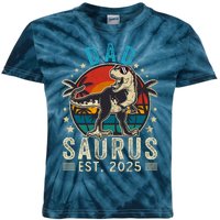 Dad To Be 2025 Dad Saurus Dinosaur Promoted To Daddy 2025 Kids Tie-Dye T-Shirt