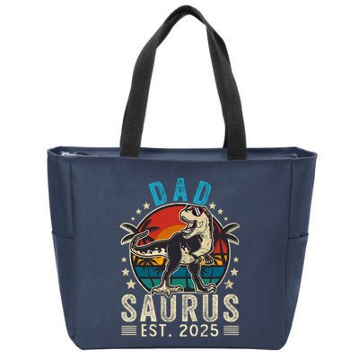 Dad To Be 2025 Dad Saurus Dinosaur Promoted To Daddy 2025 Zip Tote Bag