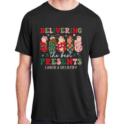 Delivering The Best Presents Labor Delivery Nurse Christmas Adult ChromaSoft Performance T-Shirt