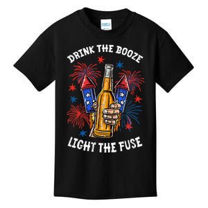 Drink The Booze Light The Fuse Fireworks Kids T-Shirt