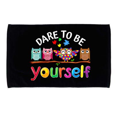 Dare To Be Yourself Cute Night Owls Autism Awareness Month Gift Microfiber Hand Towel