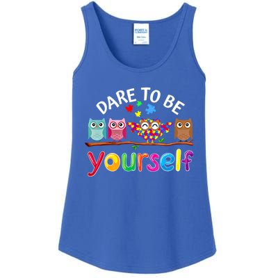 Dare To Be Yourself Cute Night Owls Autism Awareness Month Gift Ladies Essential Tank