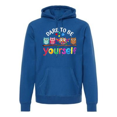 Dare To Be Yourself Cute Night Owls Autism Awareness Month Gift Premium Hoodie