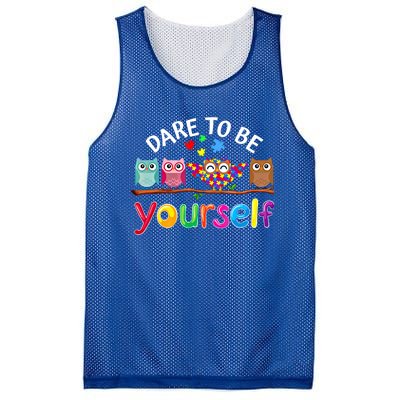 Dare To Be Yourself Cute Night Owls Autism Awareness Month Gift Mesh Reversible Basketball Jersey Tank