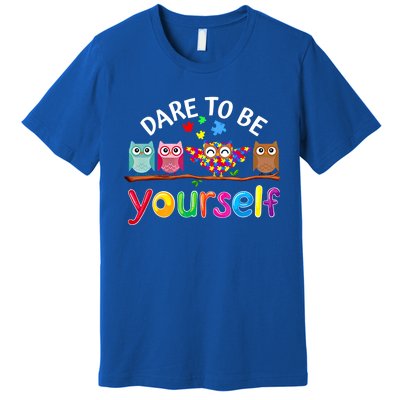 Dare To Be Yourself Cute Night Owls Autism Awareness Month Gift Premium T-Shirt