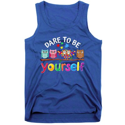 Dare To Be Yourself Cute Night Owls Autism Awareness Month Gift Tank Top