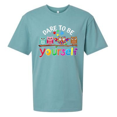 Dare To Be Yourself Cute Night Owls Autism Awareness Month Gift Sueded Cloud Jersey T-Shirt