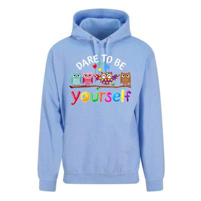 Dare To Be Yourself Cute Night Owls Autism Awareness Month Gift Unisex Surf Hoodie