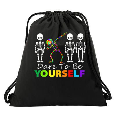 Dare To Be Yourself Autism Mom Drawstring Bag