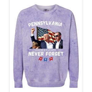 Donald Trump Butler Pennsylvania Never Forget Colorblast Crewneck Sweatshirt