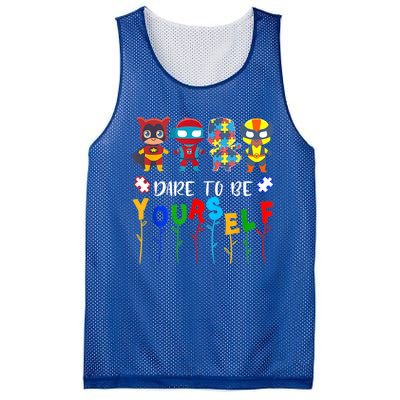 Dare To Be Yourself Autism Awareness Superheroes Gift Mesh Reversible Basketball Jersey Tank