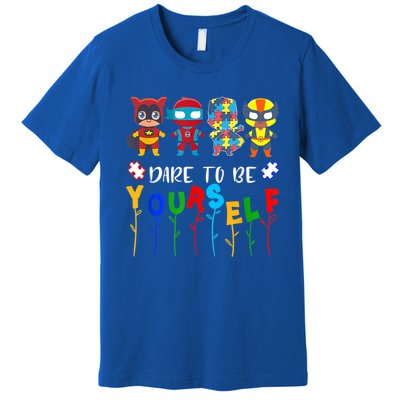 Dare To Be Yourself Autism Awareness Superheroes Gift Premium T-Shirt