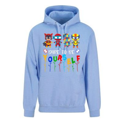 Dare To Be Yourself Autism Awareness Superheroes Gift Unisex Surf Hoodie