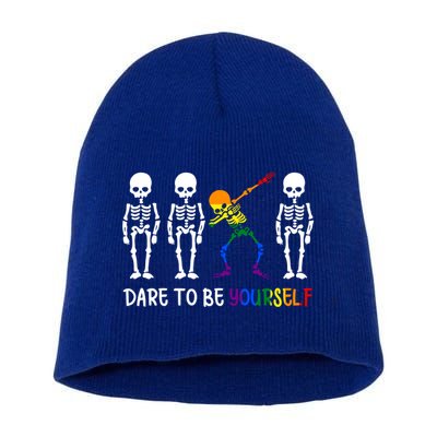 Dare To Be Yourself Autism Awareness Cute Lgbt Pride Funny Gift Short Acrylic Beanie