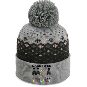 Dare To Be Yourself Autism Awareness Skeleton The Baniff Cuffed Pom Beanie