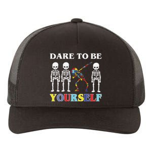 Dare To Be Yourself Autism Awareness Skeleton Yupoong Adult 5-Panel Trucker Hat