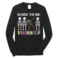 Dare To Be Yourself Autism Awareness Skeleton Long Sleeve Shirt
