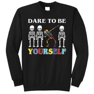 Dare To Be Yourself Autism Awareness Skeleton Sweatshirt