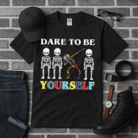 Dare To Be Yourself Autism Awareness Skeleton Tall T-Shirt