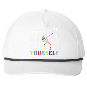 Dare To Be Yourself Autism Awareness Skeleton Snapback Five-Panel Rope Hat