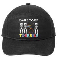 Dare To Be Yourself Autism Awareness Skeleton 7-Panel Snapback Hat